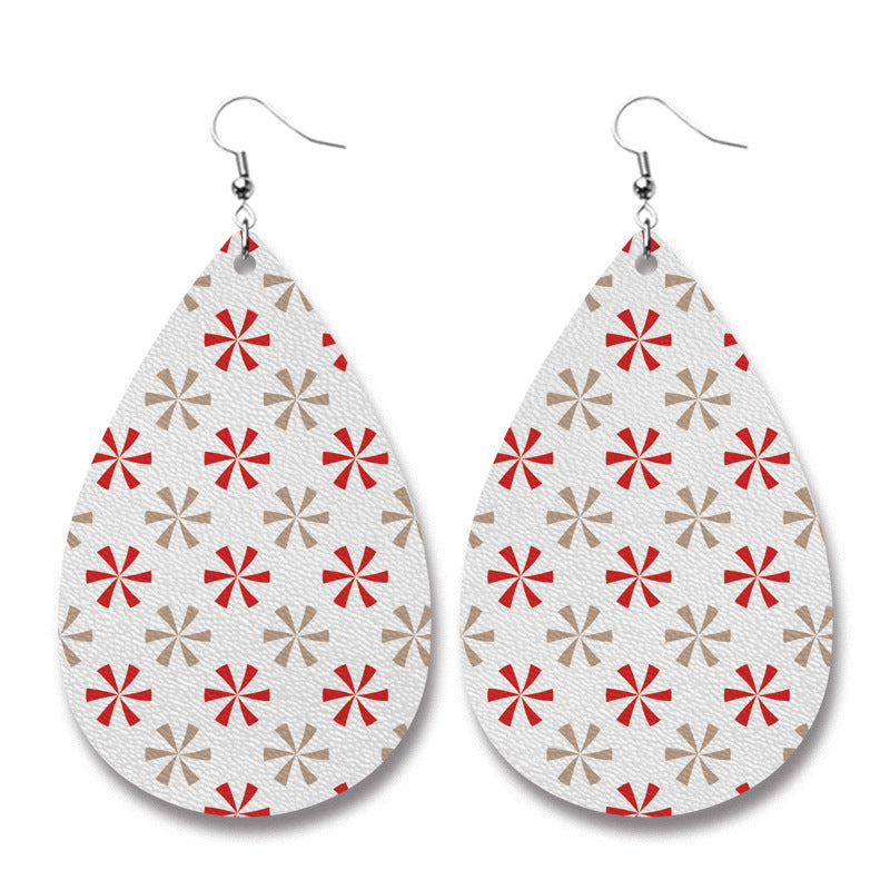 Wholesale 2 pairs/pack Christmas Elements Doctor Nurse Snowman Pencil Teacher Gift PU Leather Print Earrings